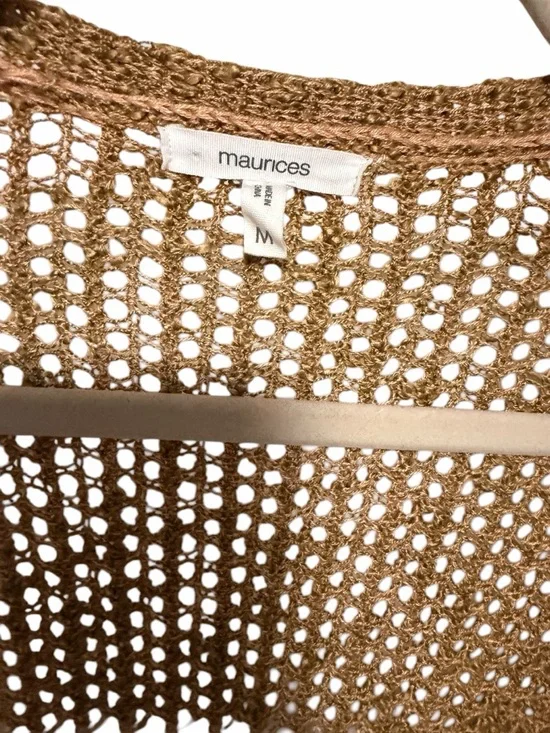 Maurices Colorblock Open-Knit Long Cardigan - Cream, Tan, Rust, Charcoal - Picture 2 of 3